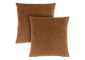 Monarch Specialties Pillows, Set of 2 Stylish Square Accent Cushions with Geometric Design for Modern Home Décor BROWN 18 L x 6 W x 18 H I 9269