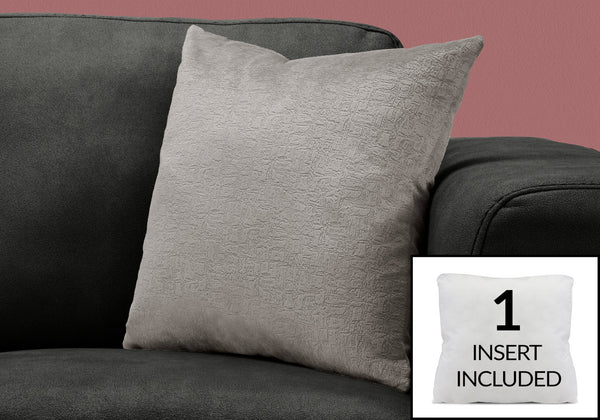 Monarch Specialties Pillows, 18x18 Square Velvet Accent for Sofa & Bedroom, Luxurious Grey, Hypoallergenic, Easy Care Default Title  