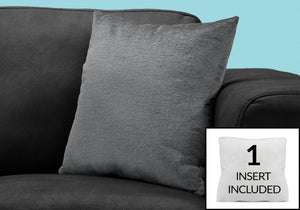 Monarch Specialties Pillows, 18x18 Square Velvet Accent, Luxurious Grey Throw for Sofa, Couch, Bedroom Décor - Hypoallergenic Default Title  