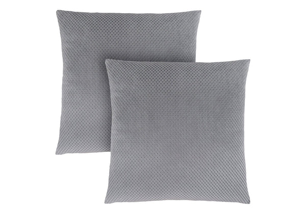 Monarch Specialties Pillows, Set of 2 Stylish Square Accent Cushions with Geometric Design for Modern Home Décor SILVER 18 L x 6 W x 18 H I 9307