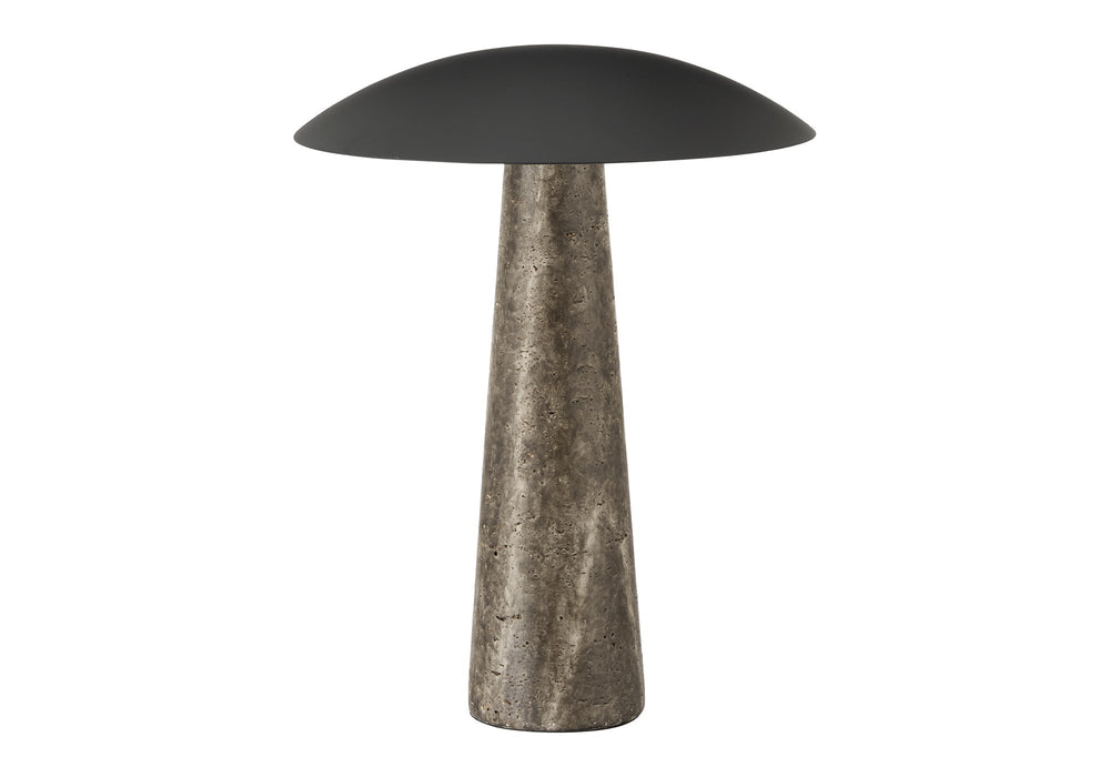 Monarch Specialties Lighting, Grey Resin Base Led Table Lamp with Black Metal Dome for Modern Living I 9400