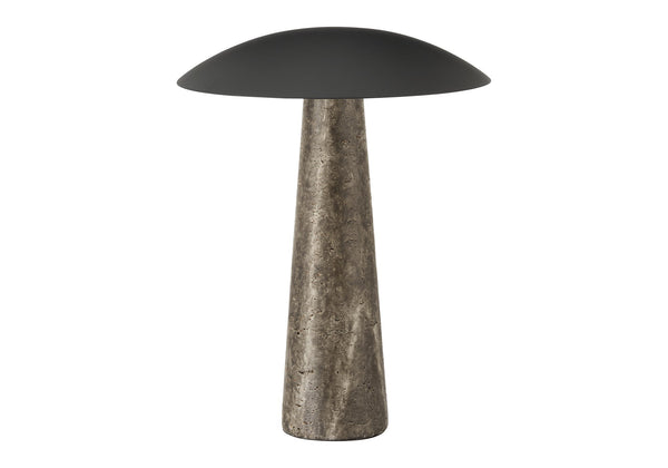 Monarch Specialties Lighting, Grey Resin Base Led Table Lamp with Black Metal Dome for Modern Living I 9400