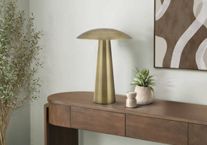 Lighting, Gold Metal Led Table Lamp with Dome Shade for Bedside or Desk Use