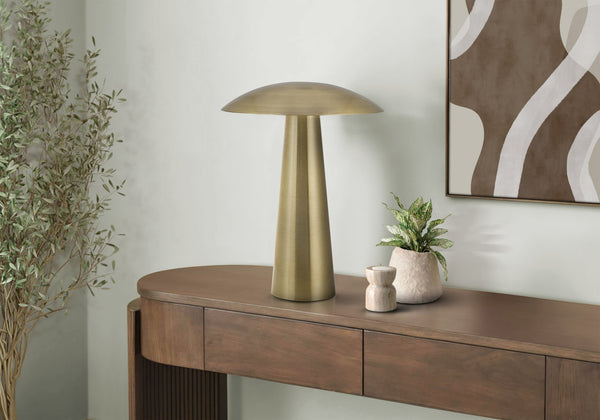 Lighting, Gold Metal Led Table Lamp with Dome Shade for Bedside or Desk Use