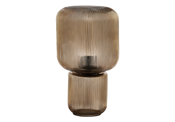 Monarch Specialties Lighting, Gold Ribbed Glass Table Lamp Contemporary Glam Accent for Bedroom or Office I 9406
