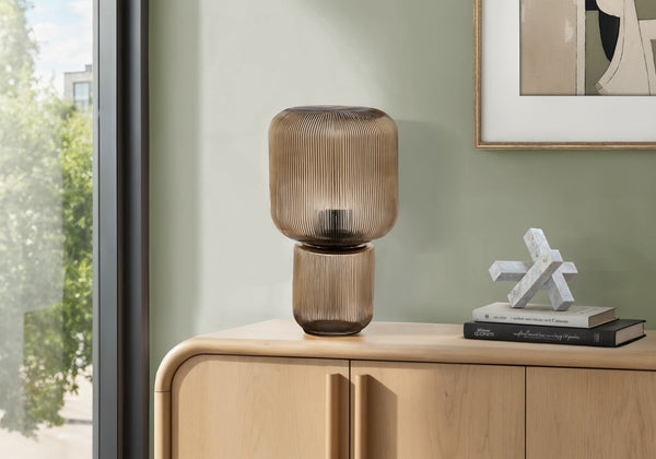 Lighting, Gold Ribbed Glass Table Lamp Contemporary Glam Accent for Bedroom or Office