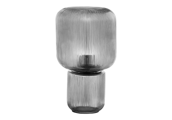 Monarch Specialties Lighting, Ribbed Clear Glass Table Lamp Contemporary Ambient Glow for Bedroom or Living Room I 9407