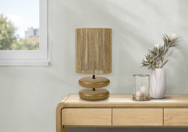 Monarch Specialties Lighting, Sculptural Resin Table Lamp with Rope Shade for Warm Ambient Bedroom Glow I 9412