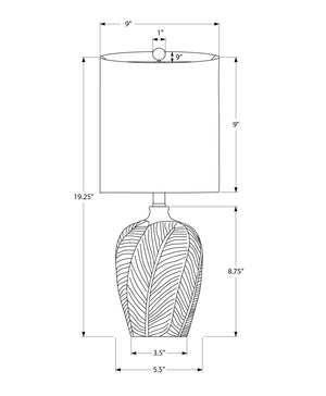 Lighting, Contemporary Green Ceramic Table Lamp with Leaf Texture and White Fabric Shade