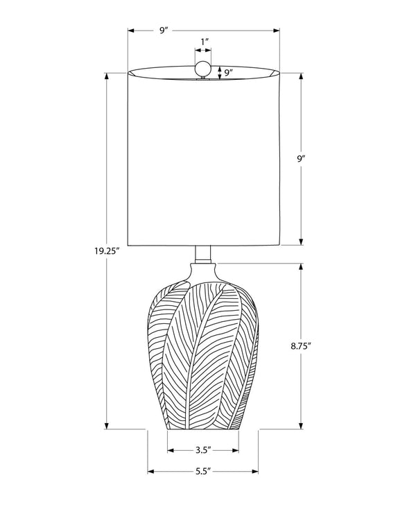 Lighting, Contemporary Green Ceramic Table Lamp with Leaf Texture and White Fabric Shade