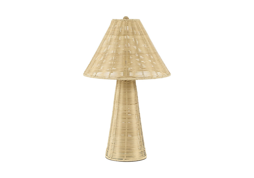 Monarch Specialties Lighting, Black Rattan Woven Table Lamp with Empire Shade for Boho Living Spaces I 9415