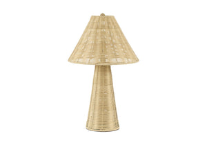 Monarch Specialties Lighting, Black Rattan Woven Table Lamp with Empire Shade for Boho Living Spaces I 9415