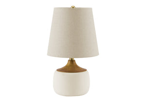 Monarch Specialties Lighting, Beige Ceramic Base Table Lamp with Linen Shade for Bedrooms and Living Rooms I 9419