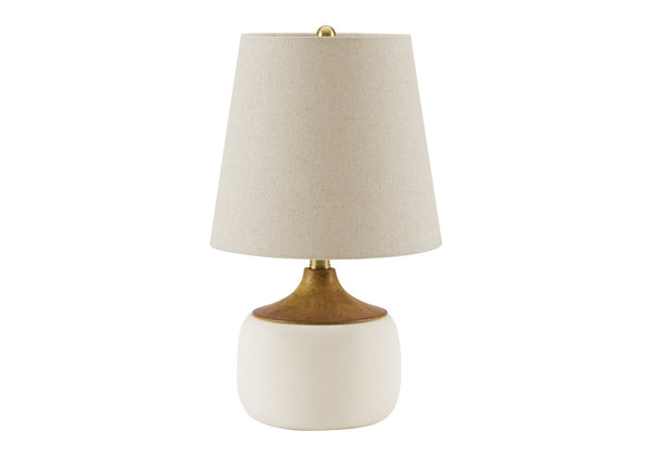 Monarch Specialties Lighting, Beige Ceramic Base Table Lamp with Linen Shade for Bedrooms and Living Rooms I 9419