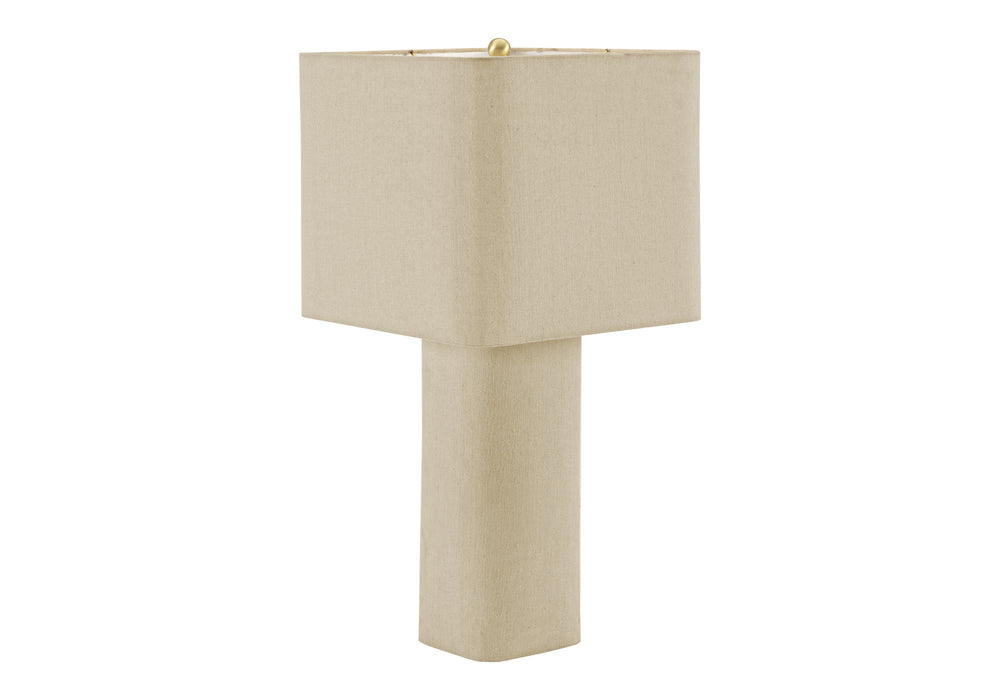 Monarch Specialties Lighting, Natural Linen Table Lamp with Square Fabric Shade for Bedside or Living Room I 9423
