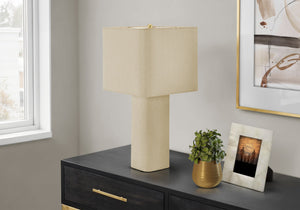 Lighting, Natural Linen Table Lamp with Square Fabric Shade for Bedside or Living Room