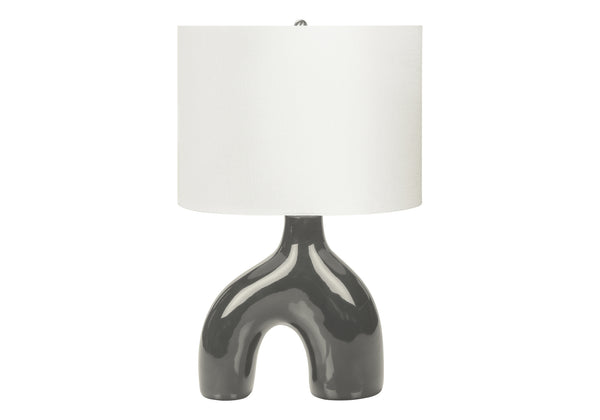 Monarch Specialties Lighting, Contemporary 25” Table Lamp with Unique Two-Leg Design and Elegant Linen Shade for Home Decor GREY,IVORY,SILVER 16.5 L x 11 W x 25.25 H I 9660