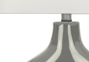 Monarch Specialties Lighting, Contemporary 25” Table Lamp with Unique Two-Leg Design and Elegant Linen Shade for Home Decor GREY,IVORY,SILVER 16.5 L x 11 W x 25.25 H I 9661