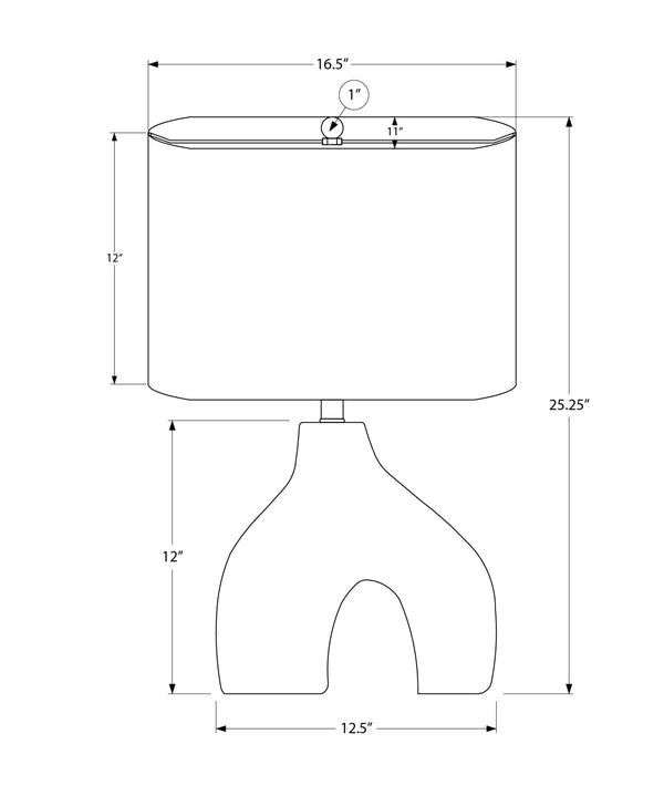 Monarch Specialties Lighting, Contemporary 25” Table Lamp with Unique Two-Leg Design and Elegant Linen Shade for Home Decor GREY,IVORY,SILVER 16.5 L x 11 W x 25.25 H I 9661