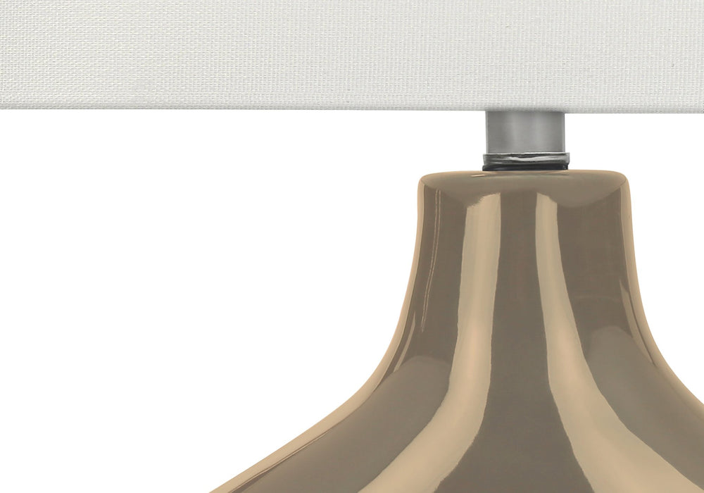 Monarch Specialties Lighting, Contemporary 25” Table Lamp with Unique Two-Leg Design and Elegant Linen Shade for Home Decor BROWN,IVORY,SILVER 16.5 L x 11 W x 25.25 H I 9662