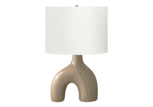 Monarch Specialties Lighting, Contemporary 25” Table Lamp with Unique Two-Leg Design and Elegant Linen Shade for Home Decor BROWN,IVORY,SILVER 16.5 L x 11 W x 25.25 H I 9662