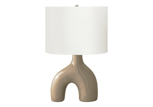 Monarch Specialties Lighting, Contemporary 25” Table Lamp with Unique Two-Leg Design and Elegant Linen Shade for Home Decor BROWN,IVORY,SILVER 16.5 L x 11 W x 25.25 H I 9662