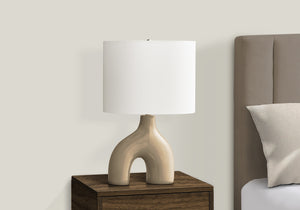 Monarch Specialties Lighting, Contemporary 25” Table Lamp with Unique Two-Leg Design and Elegant Linen Shade for Home Decor BROWN,IVORY,SILVER 16.5 L x 11 W x 25.25 H I 9662
