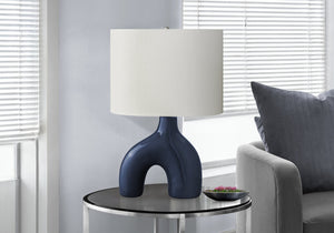 Monarch Specialties Lighting, Contemporary 25” Table Lamp with Unique Two-Leg Design and Elegant Linen Shade for Home Decor BLUE,IVORY,SILVER 16.5 L x 11 W x 25.25 H I 9663