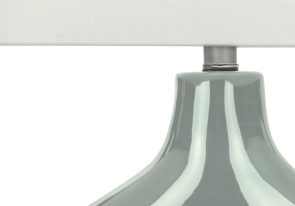 Monarch Specialties Lighting, Contemporary 25” Table Lamp with Unique Two-Leg Design and Elegant Linen Shade for Home Decor GREEN,IVORY,SILVER 16.5 L x 11 W x 25.25 H I 9664