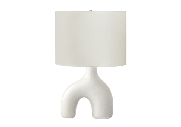 Monarch Specialties Lighting, Contemporary 25” Table Lamp with Unique Two-Leg Design and Elegant Linen Shade for Home Decor WHITE,IVORY,SILVER 16.5 L x 11 W x 25.25 H I 9665