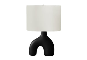 Monarch Specialties Lighting, Contemporary 25” Table Lamp with Unique Two-Leg Design and Elegant Linen Shade for Home Decor BLACK,IVORY,SILVER 16.5 L x 11 W x 25.25 H I 9666