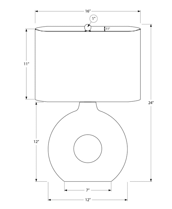 Monarch Specialties Lighting, Modern 24" Table Lamp with Chic Ivory Shade and Stylish Dark Ceramic Base for Home Decor GREY,IVORY,SILVER 16 L x 11 W x 24 H I 9667