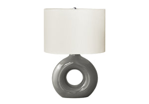 Monarch Specialties Lighting, Modern 24" Table Lamp with Chic Ivory Shade and Stylish Dark Ceramic Base for Home Decor GREY,IVORY,SILVER 16 L x 11 W x 24 H I 9667