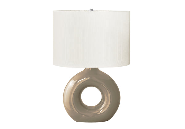 Monarch Specialties Lighting, Modern 24" Table Lamp with Chic Ivory Shade and Stylish Dark Ceramic Base for Home Decor BROWN,IVORY,SILVER 16 L x 11 W x 24 H I 9669
