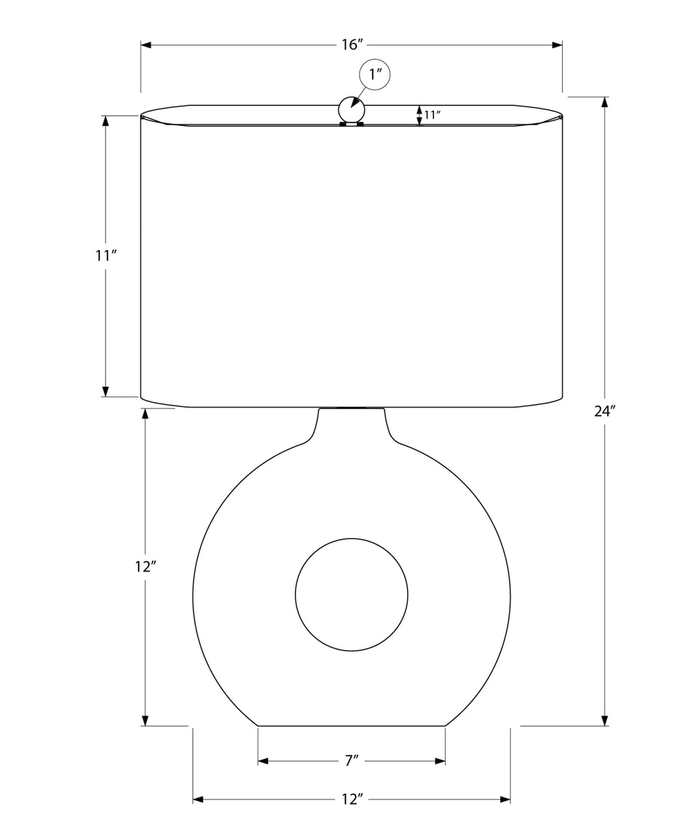 Monarch Specialties Lighting, Modern 24" Table Lamp with Chic Ivory Shade and Stylish Dark Ceramic Base for Home Decor BLUE,IVORY,SILVER 16 L x 11 W x 24 H I 9670