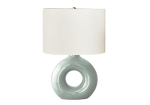 Monarch Specialties Lighting, Modern 24" Table Lamp with Chic Ivory Shade and Stylish Dark Ceramic Base for Home Decor GREEN,IVORY,SILVER 16 L x 11 W x 24 H I 9671