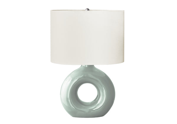 Monarch Specialties Lighting, Modern 24" Table Lamp with Chic Ivory Shade and Stylish Dark Ceramic Base for Home Decor GREEN,IVORY,SILVER 16 L x 11 W x 24 H I 9671