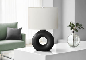 Monarch Specialties Lighting, Modern 24" Table Lamp with Chic Ivory Shade and Stylish Dark Ceramic Base for Home Decor BLACK,IVORY,SILVER 16 L x 11 W x 24 H I 9673