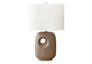 Monarch Specialties Lighting, Contemporary 26"H Table Lamp with Dark Ceramic Base and Ivory Shade for Stylish Decor BROWN,IVORY,SILVER 16 L x 11 W x 25.75 H I 9676