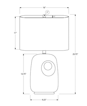 Monarch Specialties Lighting, Contemporary 26"H Table Lamp with Dark Ceramic Base and Ivory Shade for Stylish Decor GREEN,IVORY,SILVER 16 L x 11 W x 25.75 H I 9678