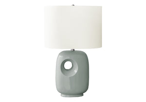 Monarch Specialties Lighting, Contemporary 26"H Table Lamp with Dark Ceramic Base and Ivory Shade for Stylish Decor GREEN,IVORY,SILVER 16 L x 11 W x 25.75 H I 9678