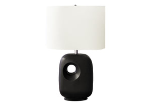 Monarch Specialties Lighting, Contemporary 26"H Table Lamp with Dark Ceramic Base and Ivory Shade for Stylish Decor BLACK,IVORY,SILVER 16 L x 11 W x 25.75 H I 9680