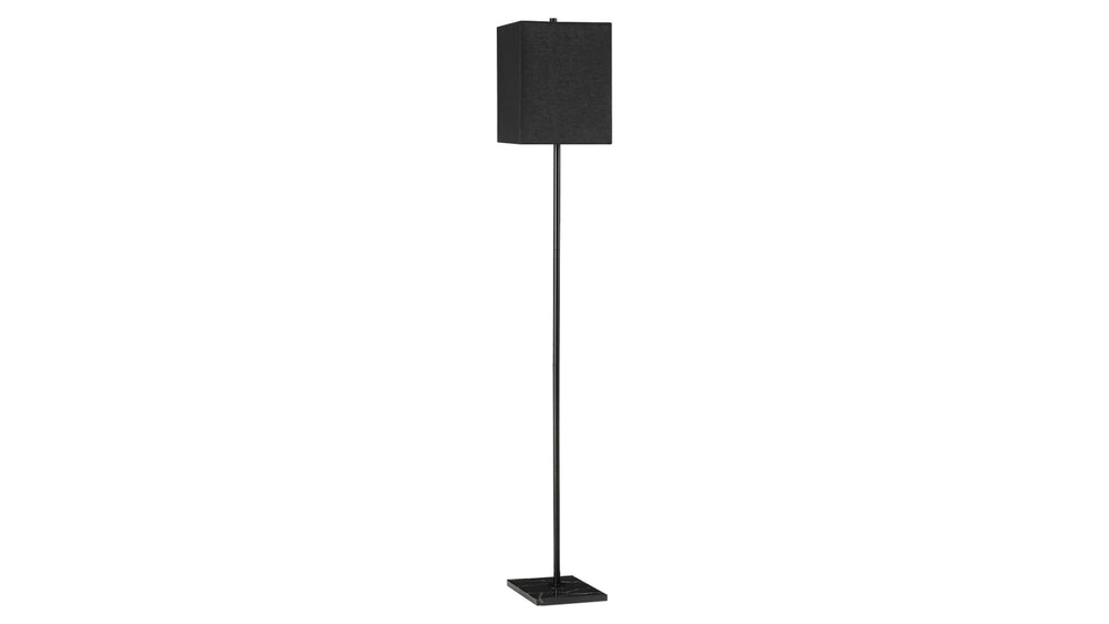 Monarch Specialties Lighting, 62 Inch Black Metal Floor Lamp with Marble Base and Linen Shade for Modern Rooms I 9685