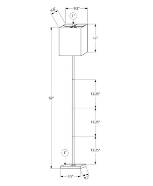 Lighting, 62 Inch Black Metal Floor Lamp with Marble Base and Linen Shade for Modern Rooms