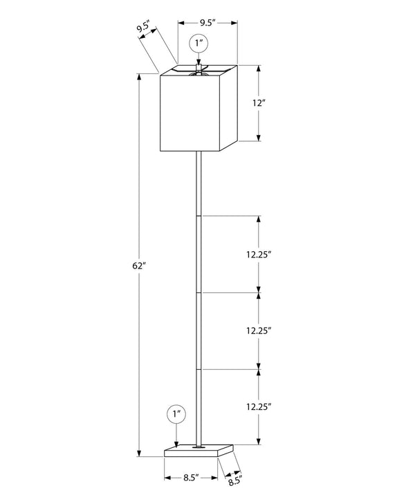 Lighting, 62 Inch Black Metal Floor Lamp with Marble Base and Linen Shade for Modern Rooms