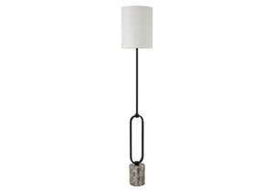 Monarch Specialties Lighting, 64in Contemporary Floor Lamp Black Metal Stem Ivory Linen Drum Shade Living Room I 9686