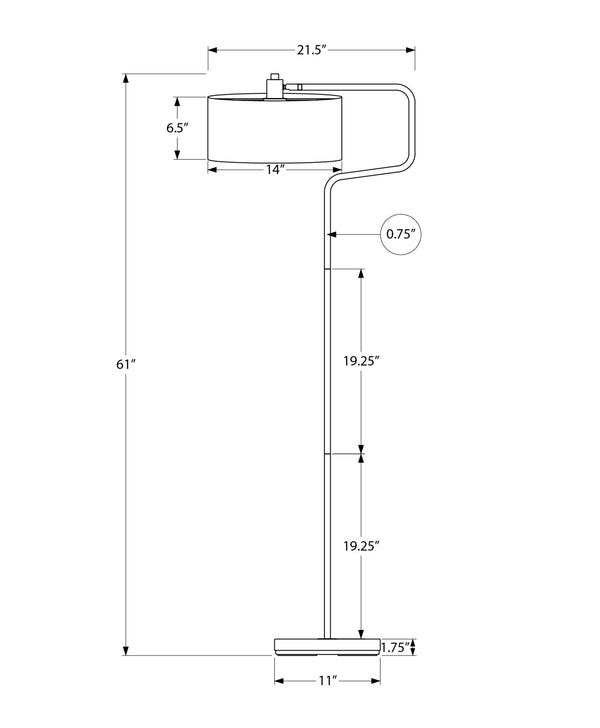 Monarch Specialties Lighting, 61" Contemporary Floor Lamp in Black Metal with Beige Shade - Adjustable & Stylish Design Default Title  