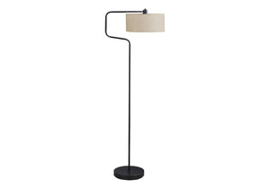 Monarch Specialties Lighting, 61" Contemporary Floor Lamp in Black Metal with Beige Shade - Adjustable & Stylish Design Default Title  