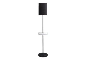 Monarch Specialties Lighting, 62" Modern Floor Lamp with USB Port, Chic Black Metal Base & Marble Shelf for Any Space BLACK,WHITE 12 L x 12 W x 62 H 