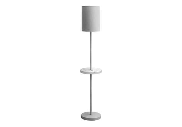 Monarch Specialties Lighting, 62" Modern Floor Lamp with USB Port, Chic Black Metal Base & Marble Shelf for Any Space SILVER,GREY,WHITE 12 L x 12 W x 62 H 
